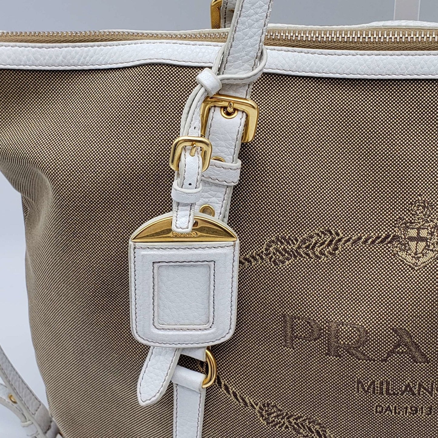 Prada  Jacquard Logo Shoulder Bag