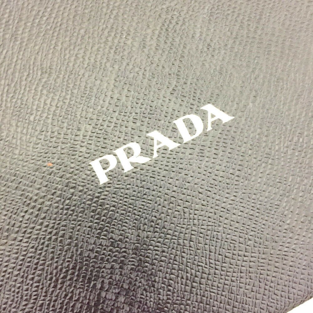 PRADA Saffiano Logo Black Leather Wallet On Chain Shoulder Bag