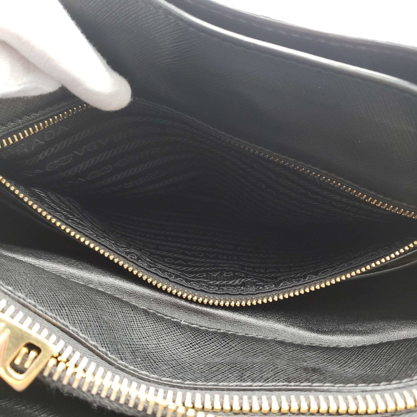 Prada Saffiano Triple Pocket Nero Black Shoulder Bag